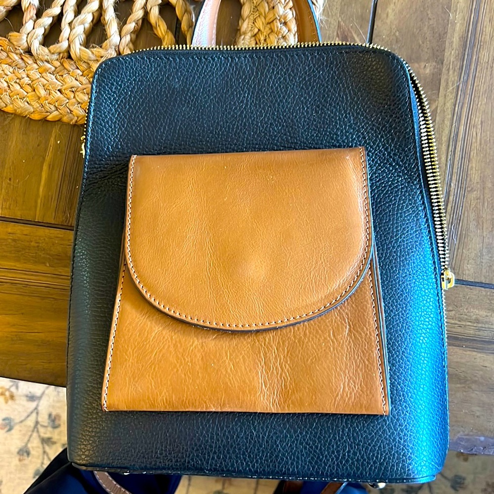 Classy Two Tone Italian Leather Backpack New